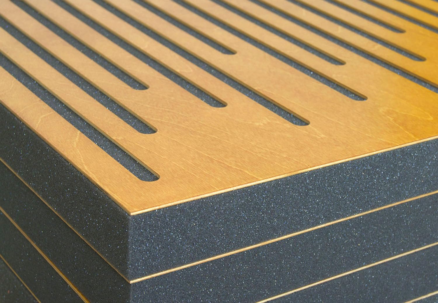 Bluetone Acoustics WaveFuser Wood - Pannelli acustici in legno naturale, pannelli fonoassorbenti, schiuma acustica 50x50x5cm