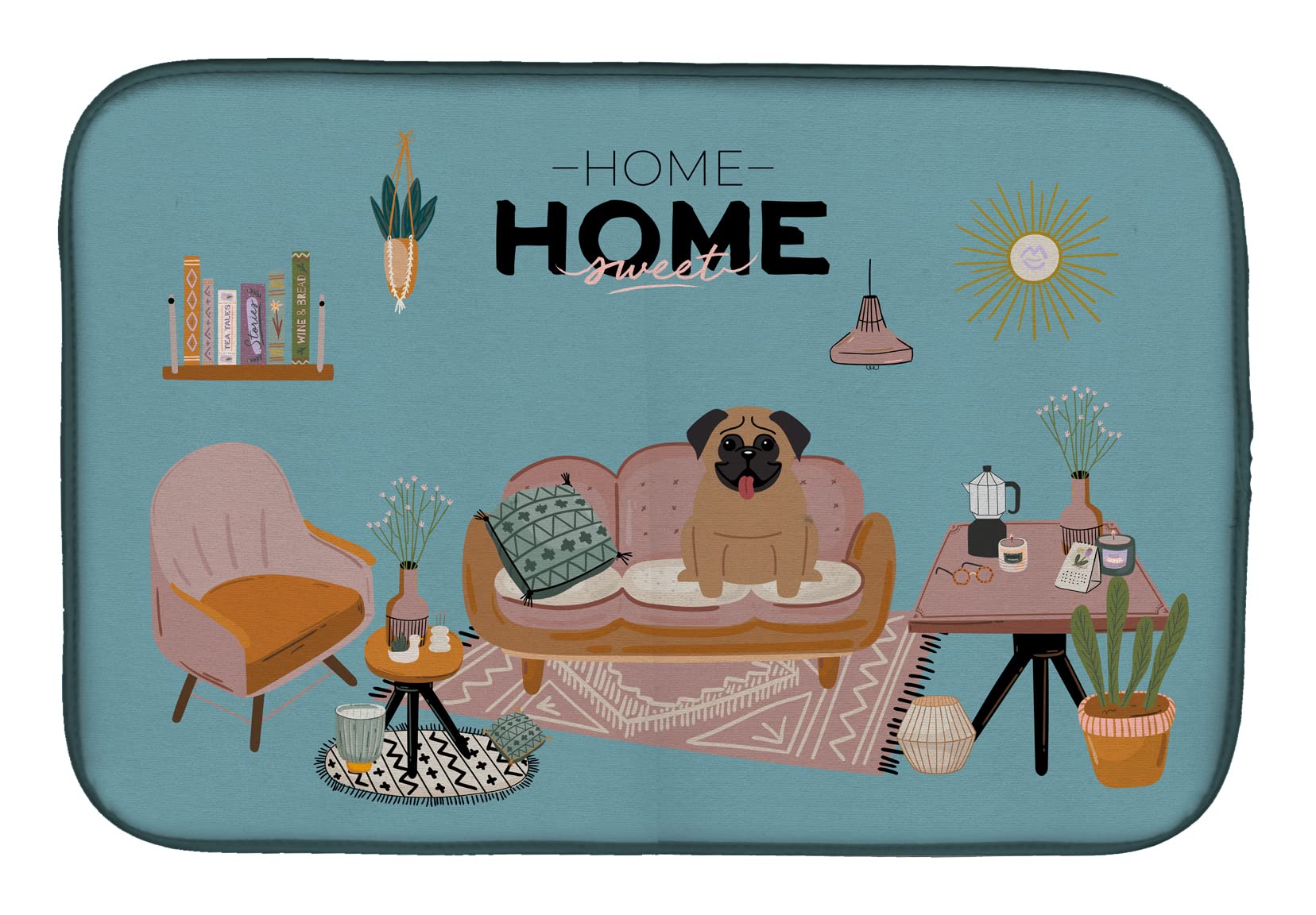 Tapis de séchage carlin Caroline's Treasures marron en polyester