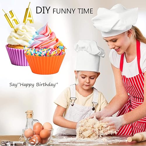 Miniatura 7 de DERGUAM - 50 forros de silicona para magdalenas, moldes reutilizables antiadherentes fáciles de limpiar para cupcakes, redondos, cuadrados,