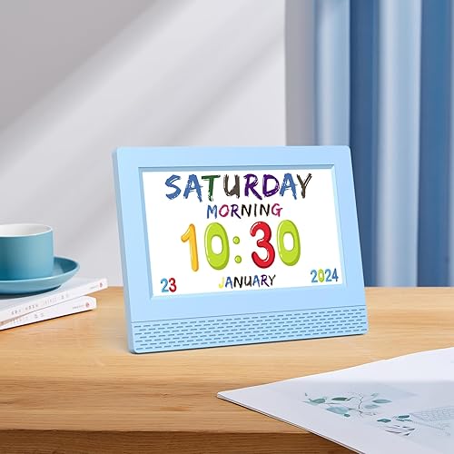 Miniatura 7 de Kids Digital Alarm Clock Colorful, 7" Large LED Time Display Children's Sleep Trainer, Eye-Caring Digital Clock for Girls Boys Bedrooms Bedside, 17
