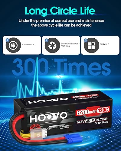 Miniatura 6 de HOOVO 4S Lipo Battery 14.8V 6200mAh 120C RC Battery EC5 Plug Estuche rígido para RC Car Truck Buggy RC Quadcopter Helicóptero Avión Racing FPV UAV