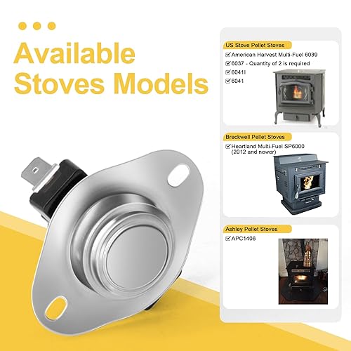 Miniatura 7 de Adviace Interruptor de límite de alta temperatura 80683 para estufas de pellets Breckwell P1000 Big E, P20, P22, Ashley APC4000 y calentador de
