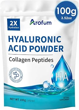 Hyaluronic Acid Powder, with Collagen Peptides DIY Hydrating Serum & Skincare Ingredient, Clean Formula, Gluten-Free, No Preservatives 100g / 3.52oz