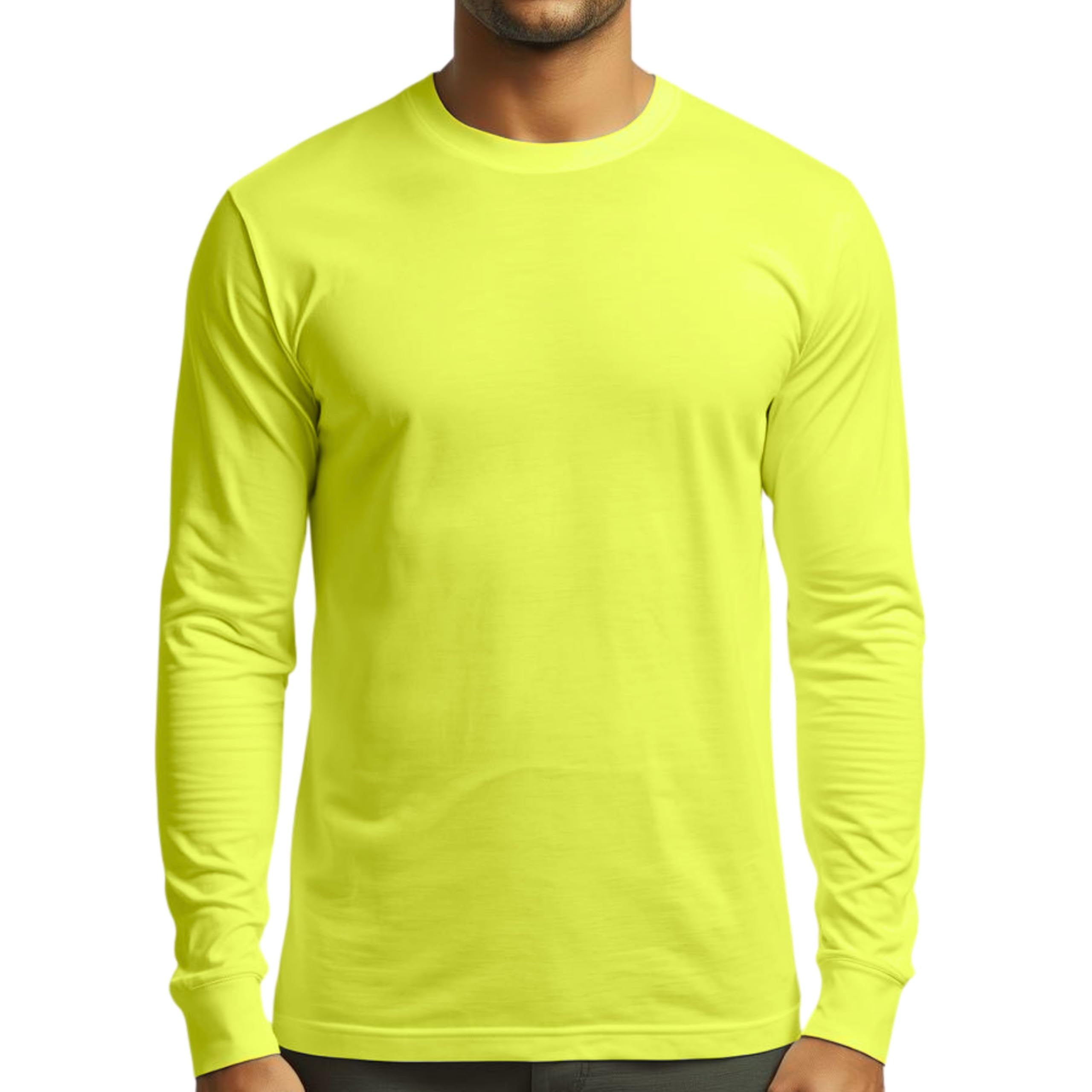BROOKLYN VERTICAL Mens Long Sleeve Cotton T Shirt Crew Neck 5 Colors S-5XL