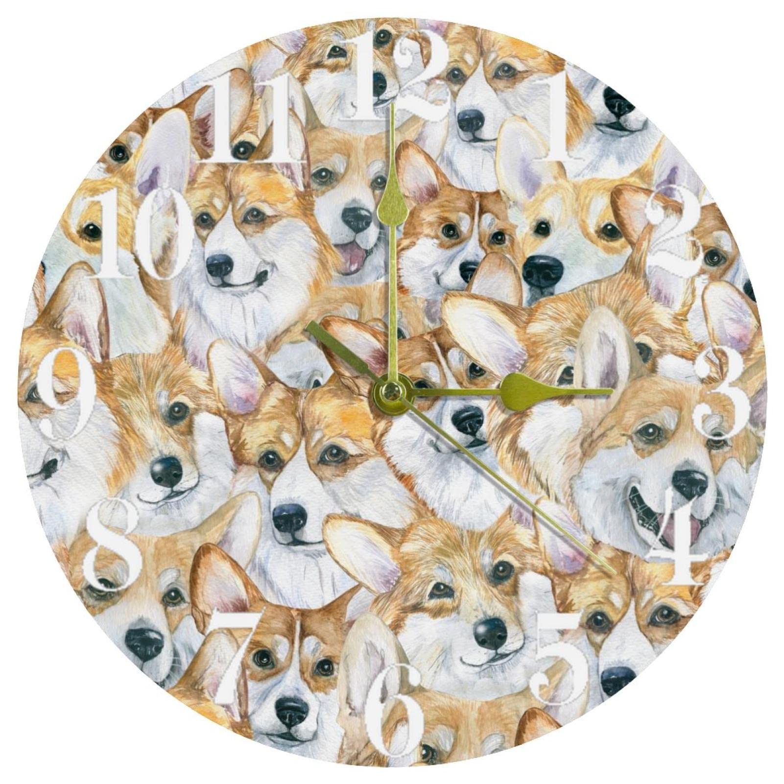 Horloge de cuisine Corgi décoration murale originale pour maison