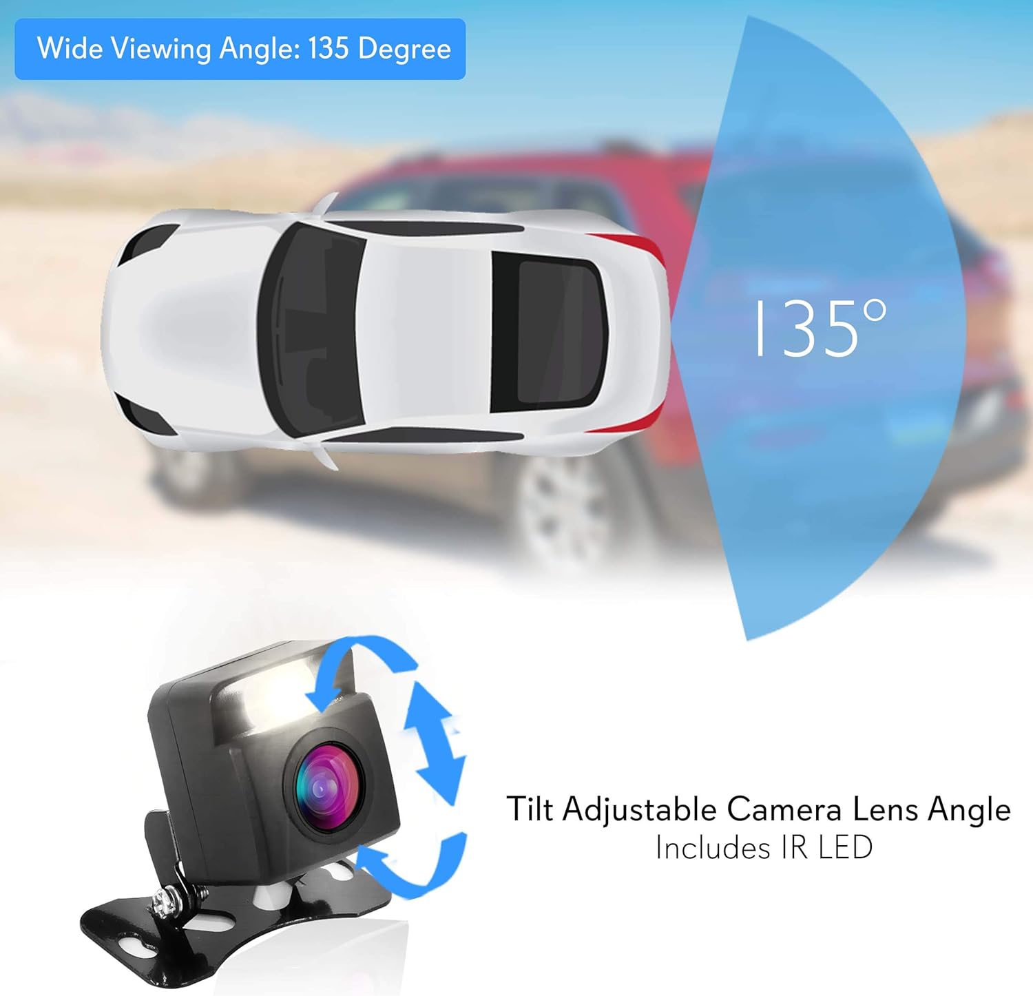 Pyle Wireless Backup Rear View Camera - Waterproof Car Parking Rearview Reverse Safety/Vehicle Monitor System w/ 4.3” Video Color LCD Display Screen, Distance Scale Lines, Night Vision PLCM4580WIR