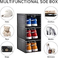Vista 4 de 12 Pack Large Shoe Storage Box, Clear Shoe Storage Organizer with Magnetic Door, Stackable,Shoe Containers For Display Sneakers, Easy Assembly, Fit