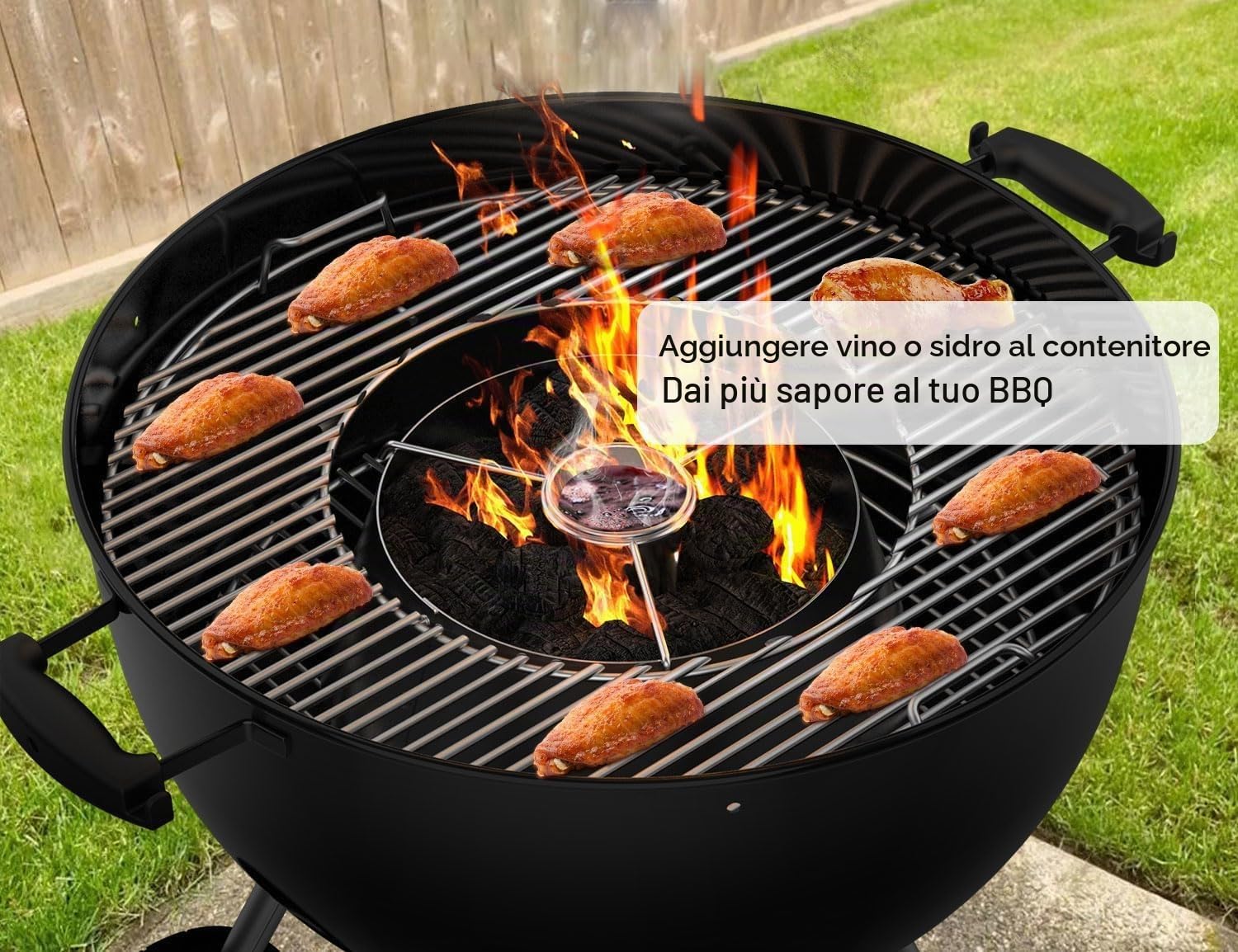 Onlyfire BBQ Whirlpool in Acciaio Inox con Serbatoio D'acqua per Weber 47/57/67 CM Kettle Grill e Weber WSM Cooker, Cestello per Carbonella per Big Green Egg&Kamado