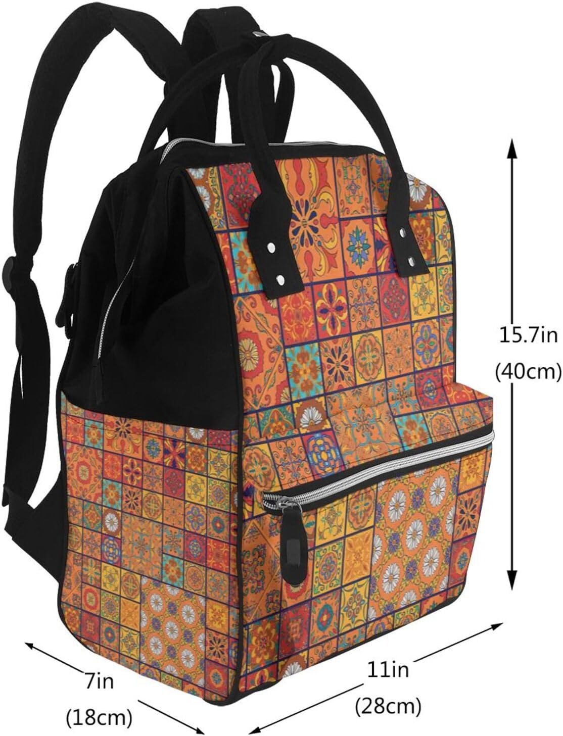 Elegant Group of Moroccan Geometric Print Mummy backpack Large, Waterproof,Adjustable Straps for Outdoor Activities