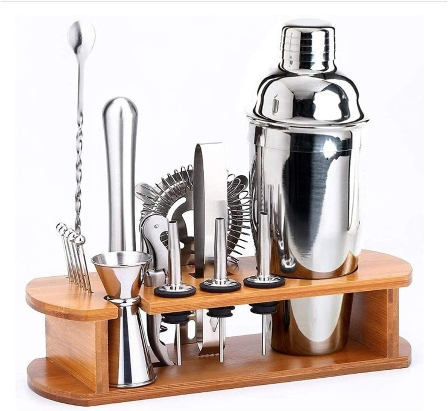 Cocktail Shaker Set Bartender Kit 16-Piece Bar Kit 700ML Martini Shaker Mixing Spoon Double Jigger Liquor Pourers Muddler Strainer and Ice Tongs Professional Bar Set Tools