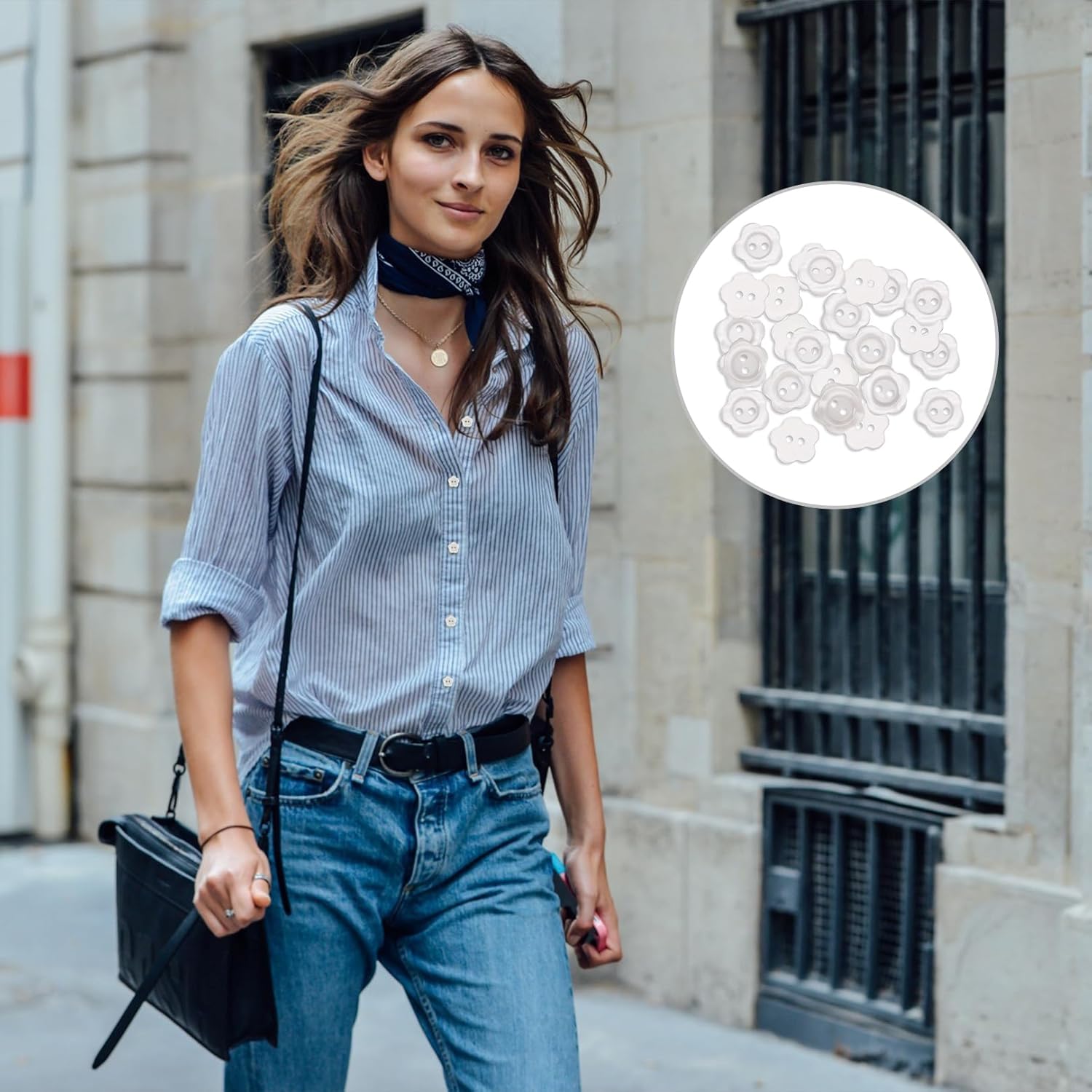 30Pcs White Pearlescent Buttons,2 Hole Flower Button Cardigan Resin Button Resin Sewing Buttons,Round Resin Buttons for Baby Cardigan Knitting,DIY Arts,Crafts and Clothes(White,15mm)