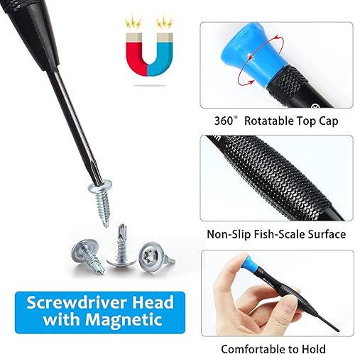 Miniatura 10 de FIXITOK - Juego de destornilladores pequeños, 10 unidades, mini destornilladores para gafas, juego de destornilladores pequeños Phillips ranurados,