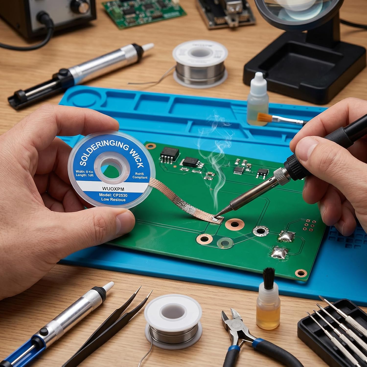 Soldering Flux Paste and Solder Wick Kit, Lead Free No Clean Flux for Electronic Soldering, Soldering Remover Tool, PCB Maintenance and DIY Electronic Projects thumbnail