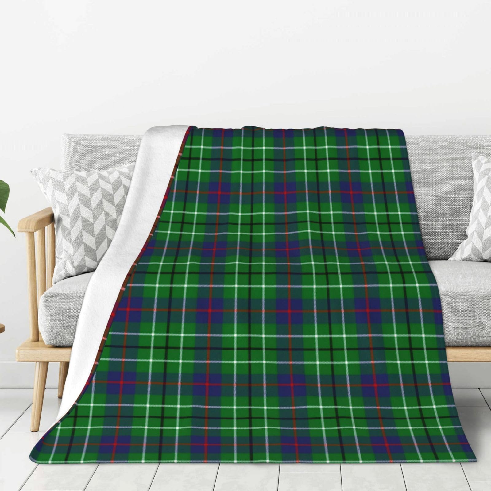 Asbwuo As Pic Scottish Clan Duncan Tartan Plaid Family Flannel Throw Blanket Set - Warm Lightweight For Couples, Kids, Grandparents - Home, Travel, Dorm Decor 80"X60"