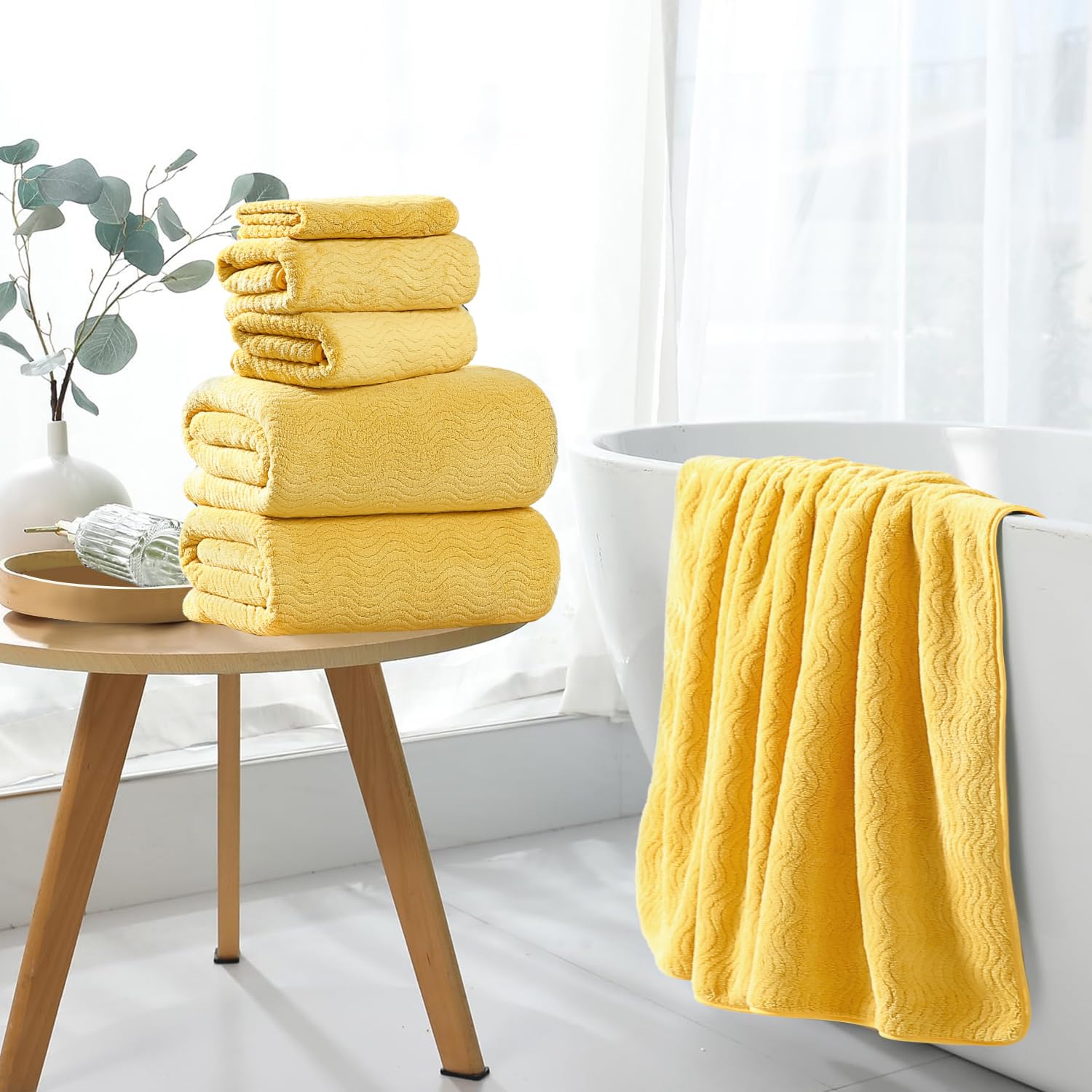 Juego de toallas de baño de 8 piezas, 2 toallas de baño de gran tamaño, 2 toallas de mano, 4 toallas faciales, juego de toallas de baño extragrandes suaves para baño y hotel, colecciones de toallas de