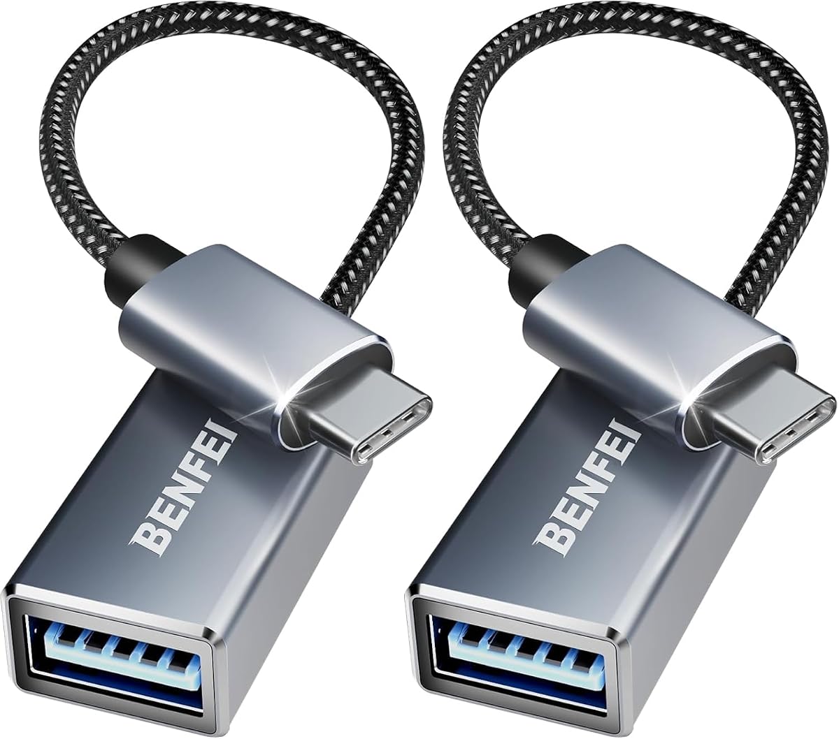 USB C to USB 3.0 Adapter, 2 Pack USB C to A Male to Female Adapter Compatible with iPhone 15 Pro/Max, MacBook Pro/Air 2023, iMac, S23, XPS 17