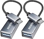 Adaptateur BENFEI USB C vers USB 3.0, 2 Pack Adaptateur USB C vers A Mâle à Femelle Compatible avec iPhone 15 Pro/Max, MacBook Pro/Air 2023, iMac, S23, XPS 17