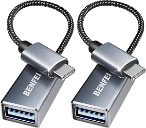 BENFEI USB C to USB 3.0 Adapter, 2 Pack USB C to A Male to Female Adapter Compatible with iPhone 15 Pro/Max, MacBook Pro/Air 2023, iMac, S23, XPS 17