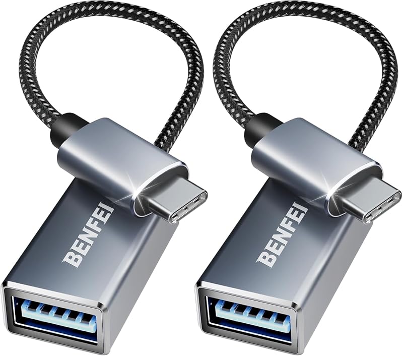 USB C to USB 3.0 Adapter, 2 Pack USB C to A Male to Female Adapter Compatible with iPhone 15 Pro/Max, MacBook Pro/Air 2023, iMac, S23, XPS 17