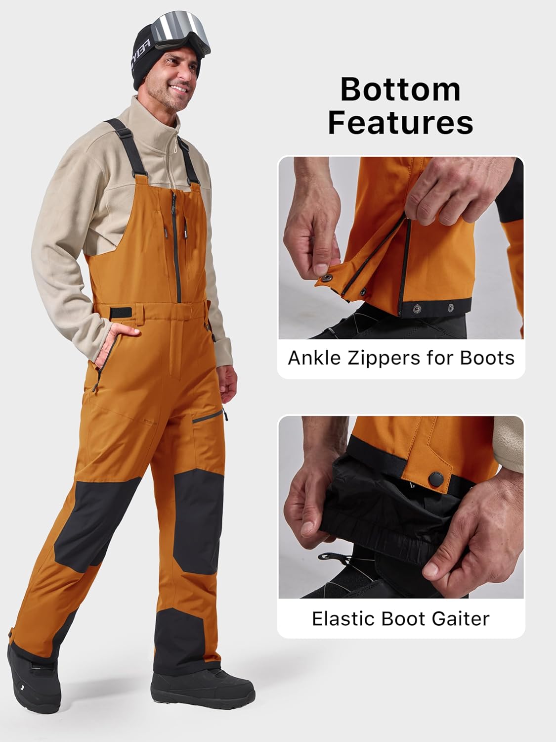 FREE SOLDIER Men's Ski Bibs Snow Insulated Waterproof Winter Overalls Ripstop Snowboarding Pants - Image 7