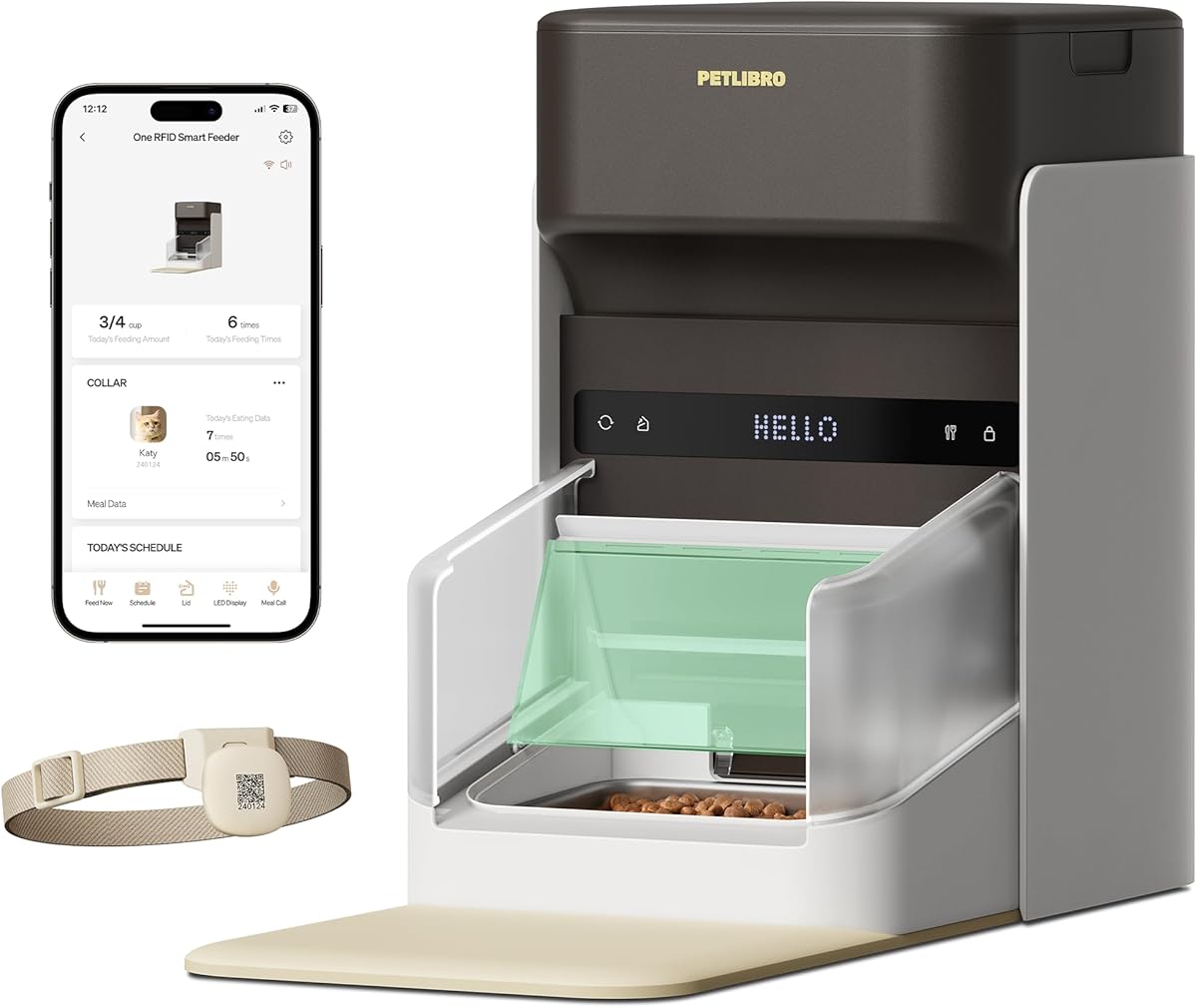 PETLIBRO RFID Automatic Cat Feeder, Collar Tag-Activated Personalized Meals, 5G&2.4G Wi-Fi Programmable Cat Food Dispenser with Cats Recognition & Diet Tracking for Multi-Pet Homes and Different Diets