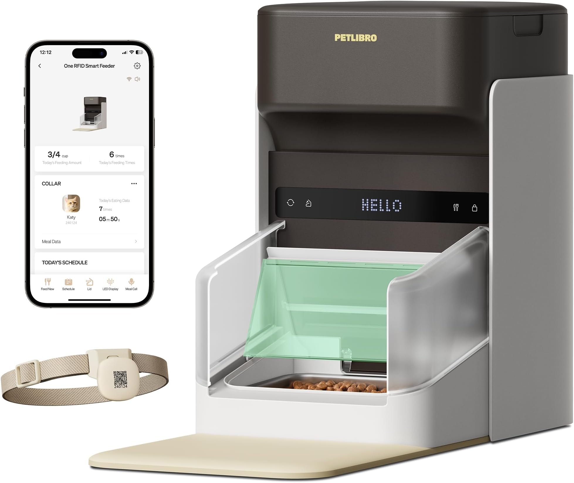 PETLIBRO RFID Automatic Cat Feeder, Collar Tag-Activated Personalized Meals, 5G&2.4G Wi-Fi Programmable Cat Food Dispenser with Cats Recognition & Diet Tracking for Multi-Pet Homes and Different Diets