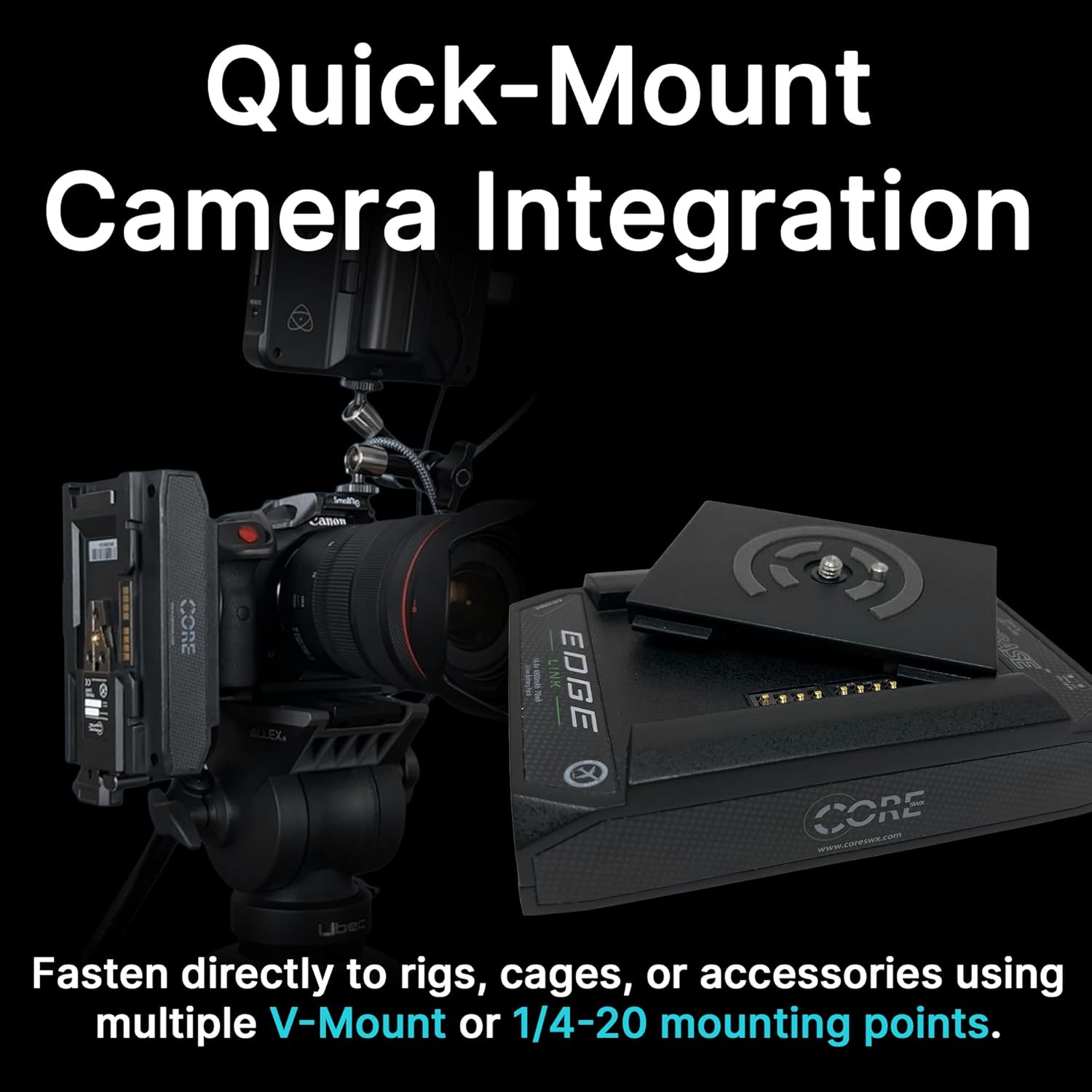 Core PowerBase Edge Link, 4700mAh 70Wh 14.8V with 2X D-TAP, USB-C PD, USB-A, LCD, Compatible with Camera, Camcorder, Monitor, Ideal for Filmmakers and Creators