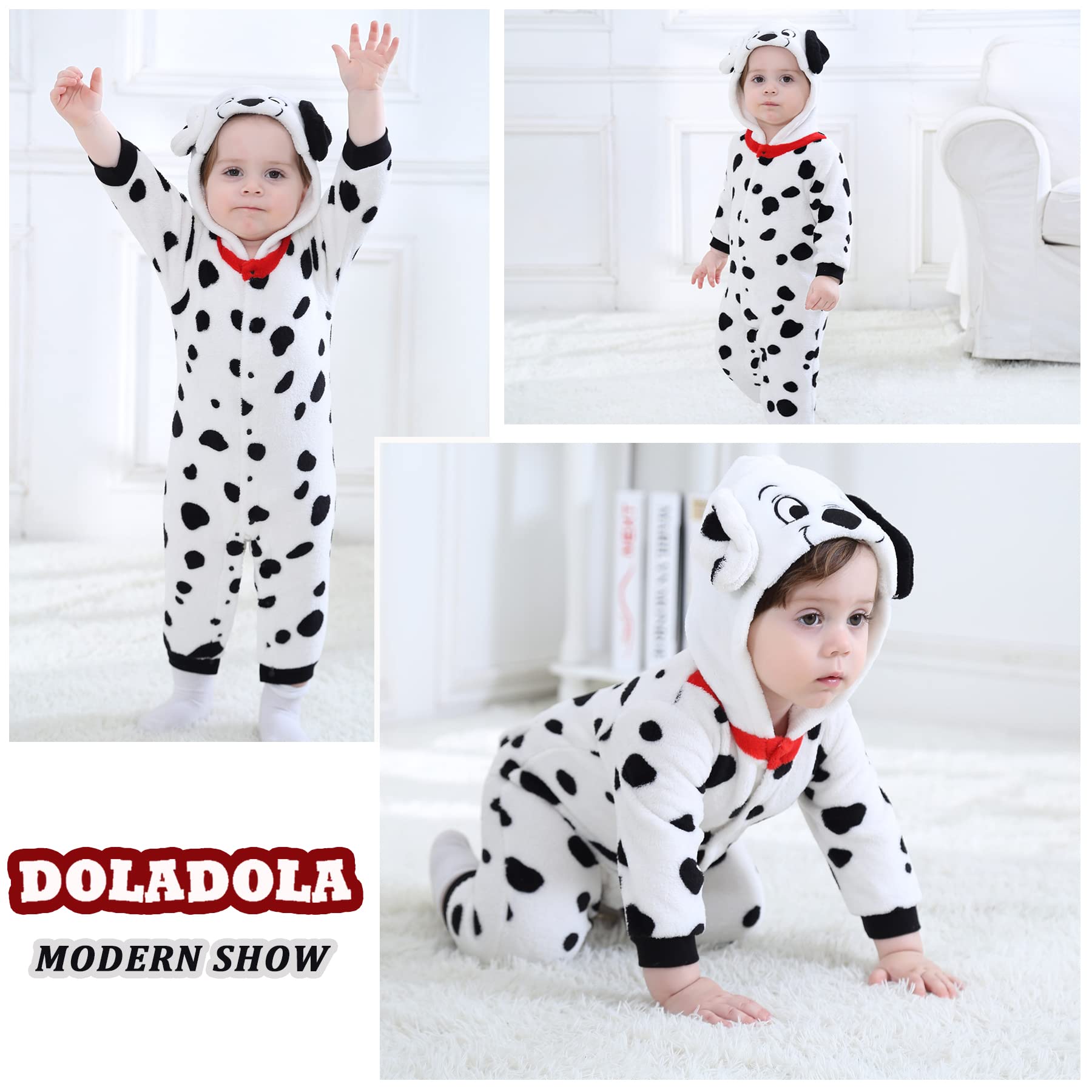 Unisex Bambino Inverno Pagliaccetto Dinosauro Dalmatians Cucire Animale Stile Flanella Cosplay Halloween Costume Attrezzatura