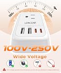 2 Adaptateur de prise de voyage européen Pack, LENCENT Prise d'alimentation pliable internationale de type C avec 4 Des sorties, 4 USB(2 USB C) Adaptateur chargeur, Canada/États-Unis vers la plupart de l'Europe EU Italie Espagne France Allemagne Grèce