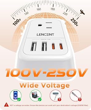 LENCEN 2 Pack Foldable US to UK Plug Adapter, Type G Travel Outlet Adapter with 4 USB Charger(2 USB C), Power Adaptor for USA to Ireland Scotland Dubai Hong Kong England British Kenya London