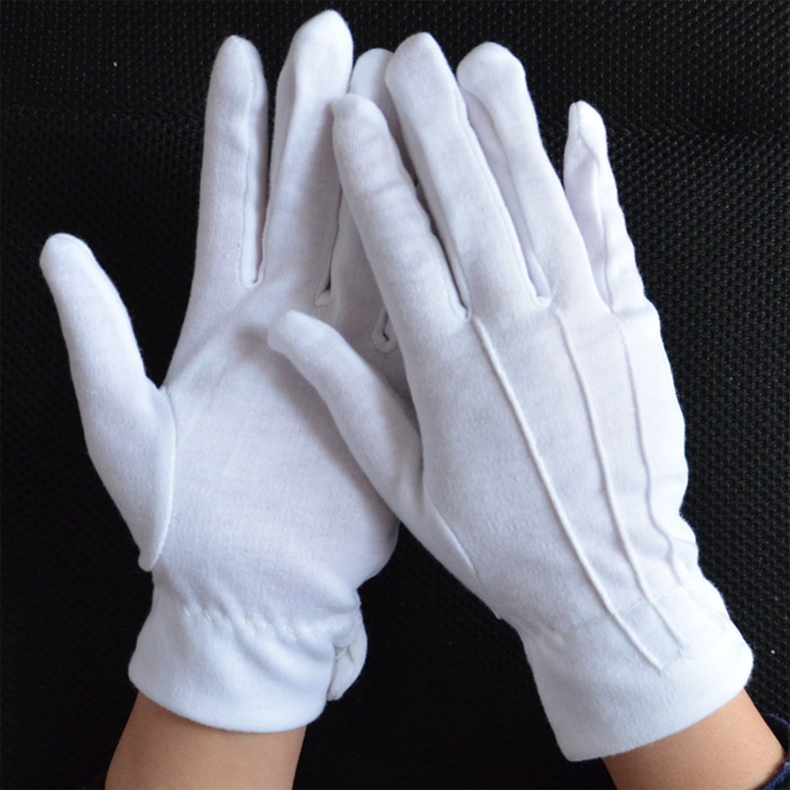 2 pair CHILDS WHITE GLOVES FANCY DRESS WITH 3 SEWN IN LINES COSTUME IDEAL FOR MAGICIANS SANTA ACCESSORY KIDS - Image 3