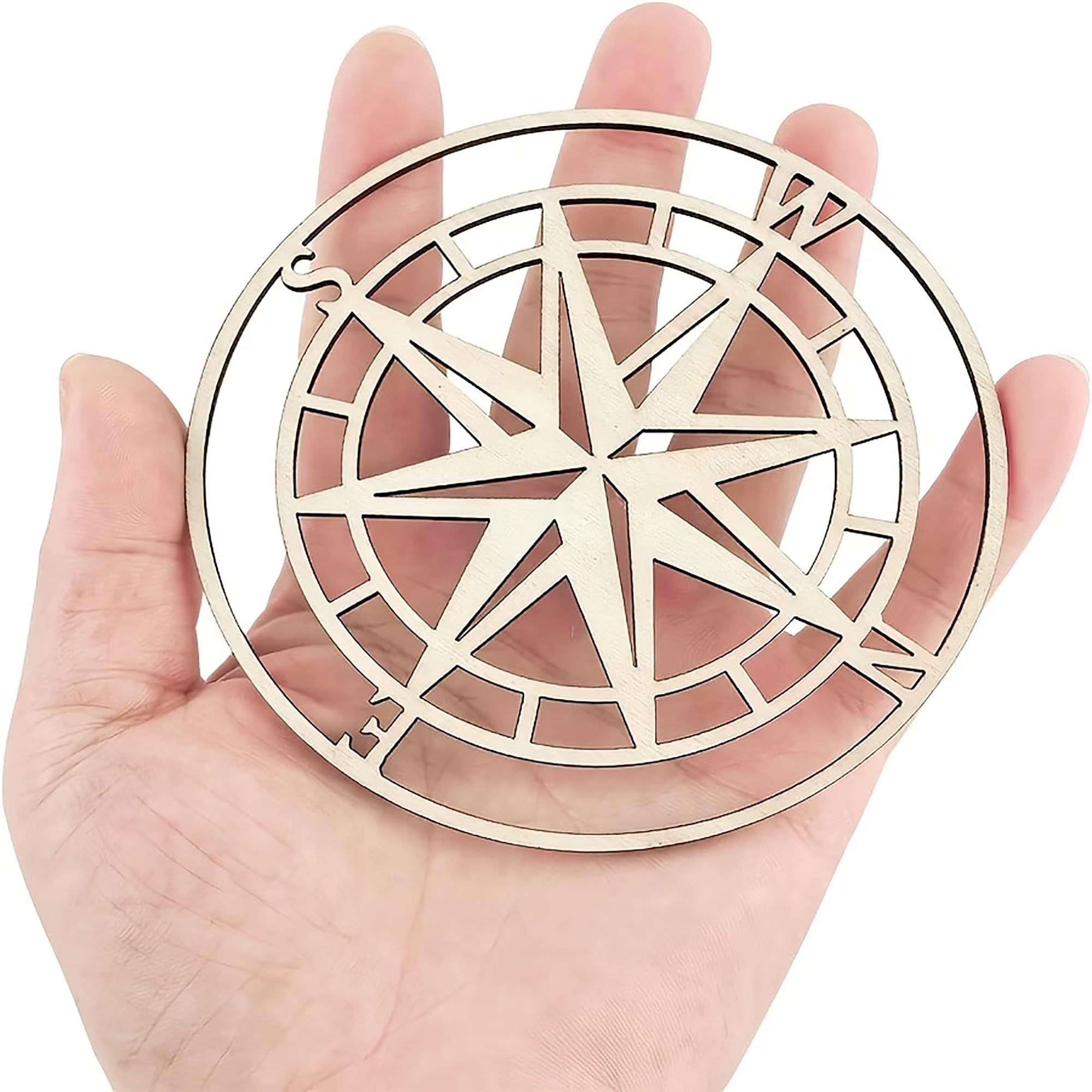 Compass Shape MDF Cutouts for DIY Art & Craft, Unfinished Wooden Compass Ornament for Painting, Hanging & Resin Art, 4 x 4 Inch Pack of 10, Cliths-image-15