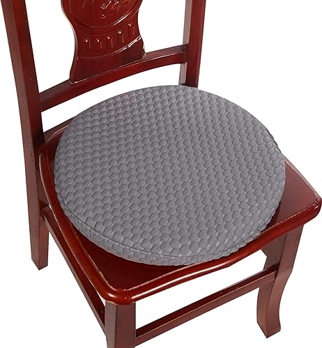 Big Hippo Cojín de silla antideslizante para cocina, comedor, cojín redondo para asiento con funda lavable a máquina, color gris
