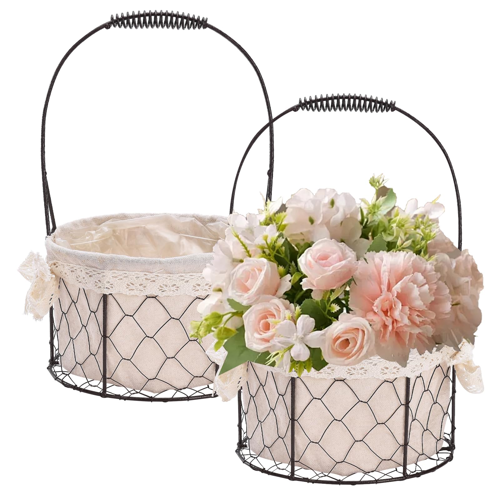 Amazon.com: RXMORI 2PCS Rustic Flower Girl Baskets,Metal