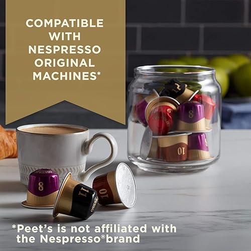 Miniatura 27 de Peet's Coffee - Cápsulas de café espresso descafeinado Ristretto Intensity 9, cápsulas de café de una sola taza, compatibles con cafeteras Nespresso