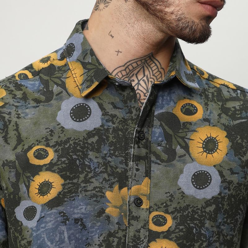 Image of CAHOOT Men's Shirt for Casual Wear |Regular Fit | Cotton Spread Collar Shirt Crafted with Regular Sleeve, Comfort Fit & High-Performance for Everyday Wear