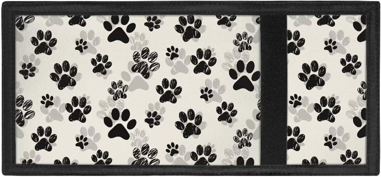 Flashideas Paw Print Kids Wallets for Youth - Canvas Trifold Outdoor Sports Festival Gift - Card Cash Holder for Ladies and Girls