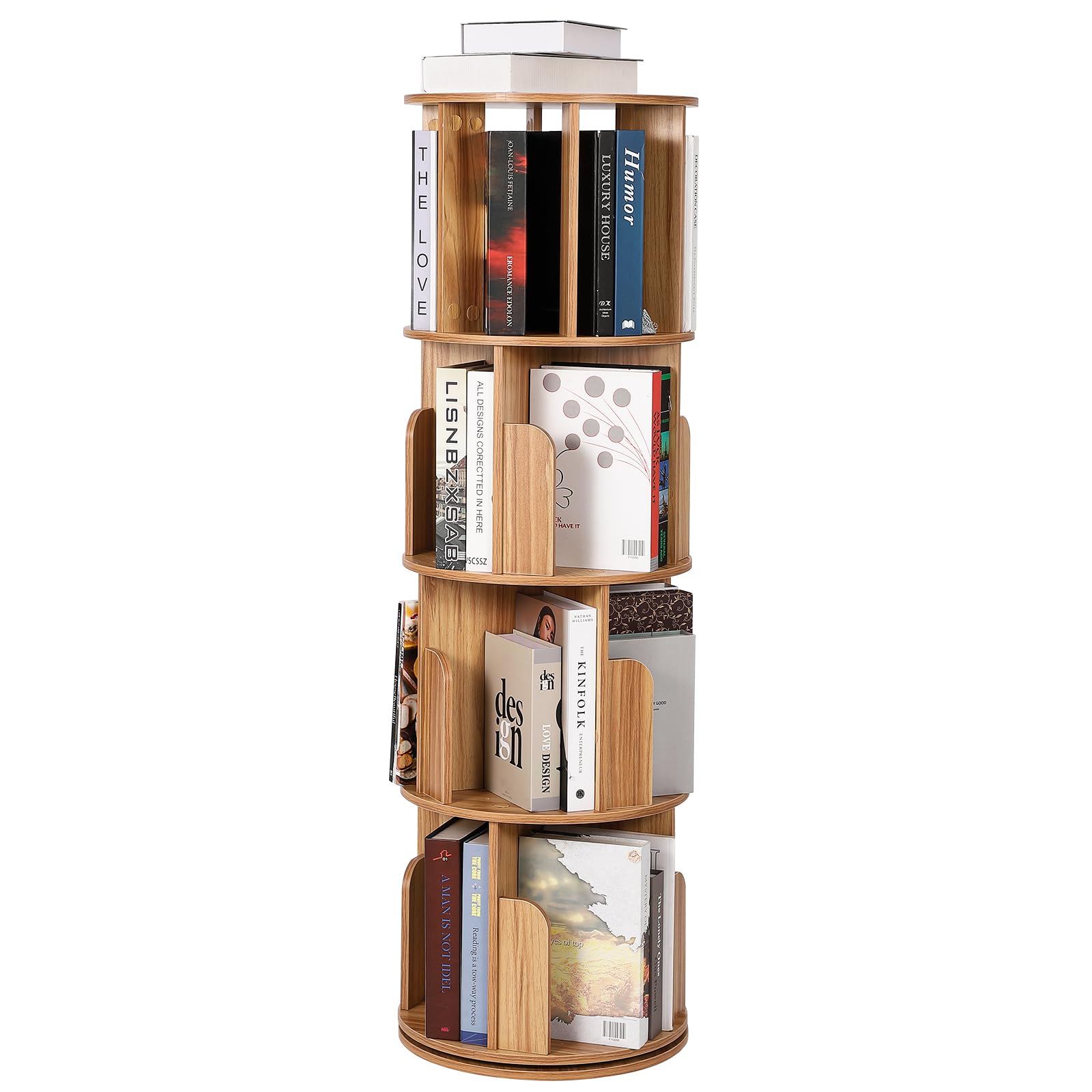 Estantería Giratoria De 4 Niveles Que Ahorra Espacio - Estantería De Madera Giratoria De 360° - Organizador De Estanterías De Esquina De Pie Para Dormitorio, Sala De Estar, Habitación Infantil, Guarde