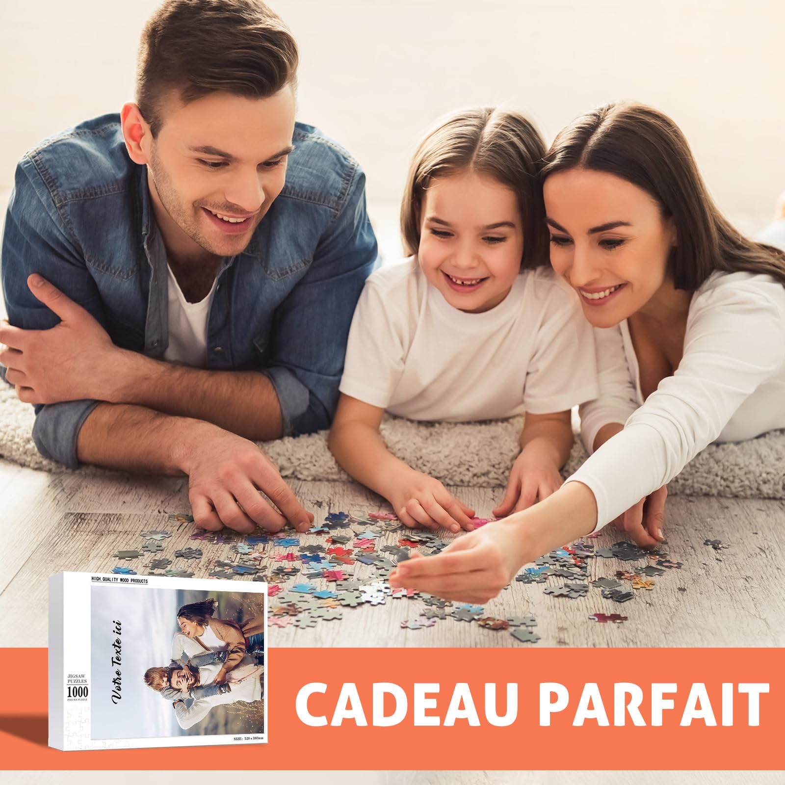 Puzzle Personnalisé Photo Texte 120/200/300/500/1000 Pièces, Personnalisable Avec Votre Image, Cadeau Pour Couple, Famille, Amis, Amoureux Des Animaux De Compagnie