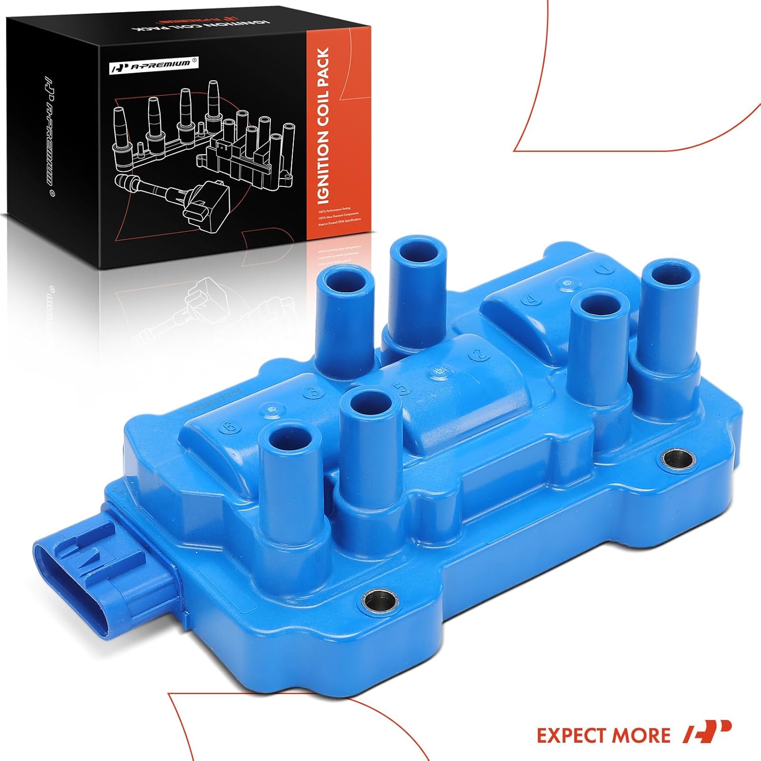 A-Premium (Blue) Engine Ignition Coil Pack Compatible with Chevrolet Silverado 1500, Equinox, Malibu, Impala, Express 1500, Monte Carlo & GMC Sierra 1500 & Buick Lucerne & Saturn Aura & Pontiac G6