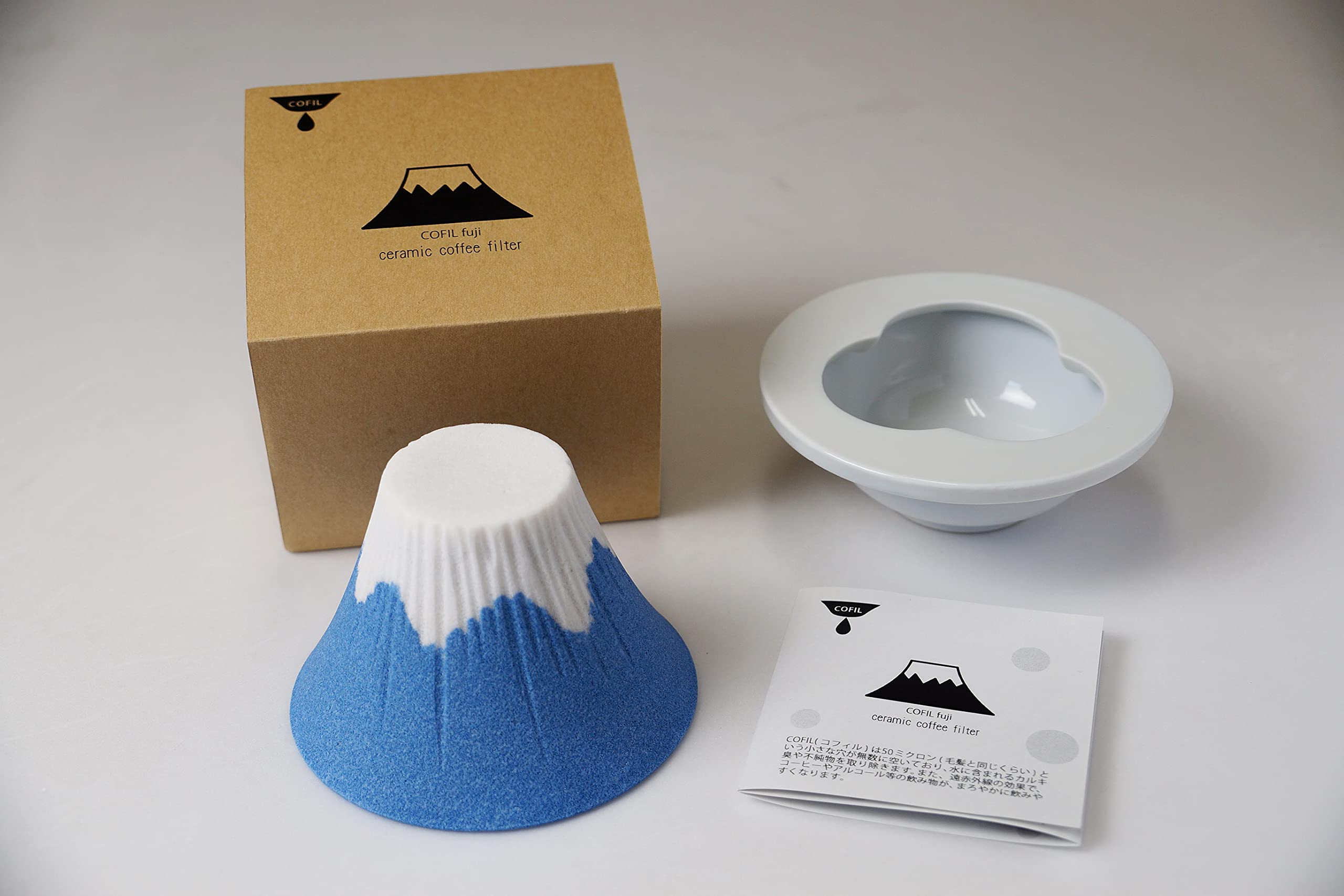 Mt. Fuji Keramik-Kaffeefilter, hergestellt in Japan, wiederverwendbar, blau