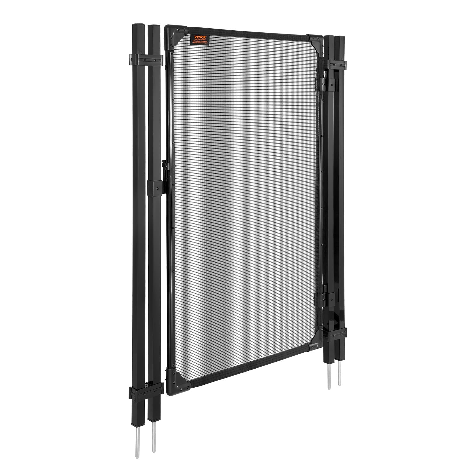 VEVOR Portillon de Barrière Piscine 1,2x0,75 m, Portillon de Sécurité pour Piscine Enterrée et Clôture Extérieure, Kit avec Loquet Métallique et Butée, Maille Teslin PVC 352 g/m², Tube Carré, Noir