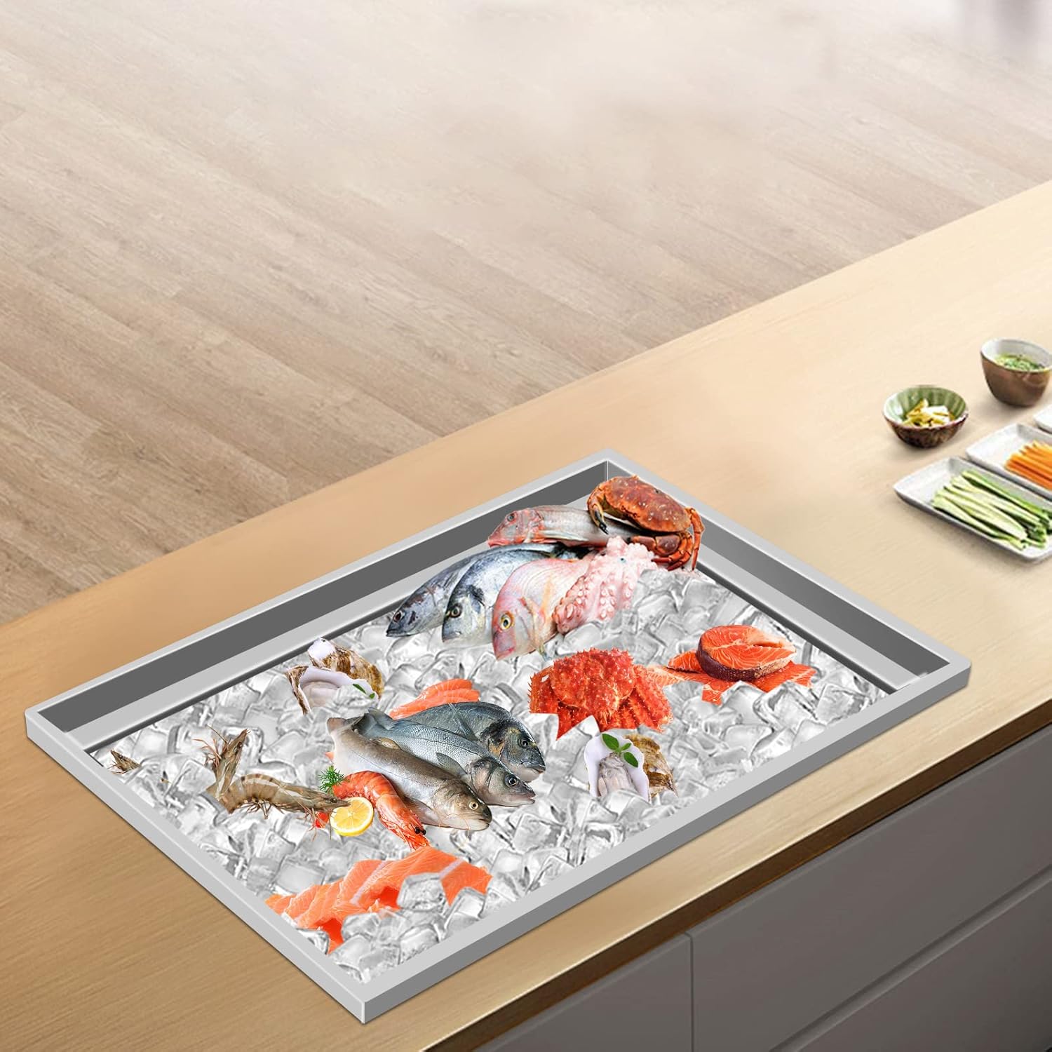 69.7Qt Commercial Drop-in Ice Chest Stainless Steel, Double-Wall Insulated Cooler with Removable Lid, 21.2x16.8x17.6in for Outdoor Parties, Bars, Restaurants