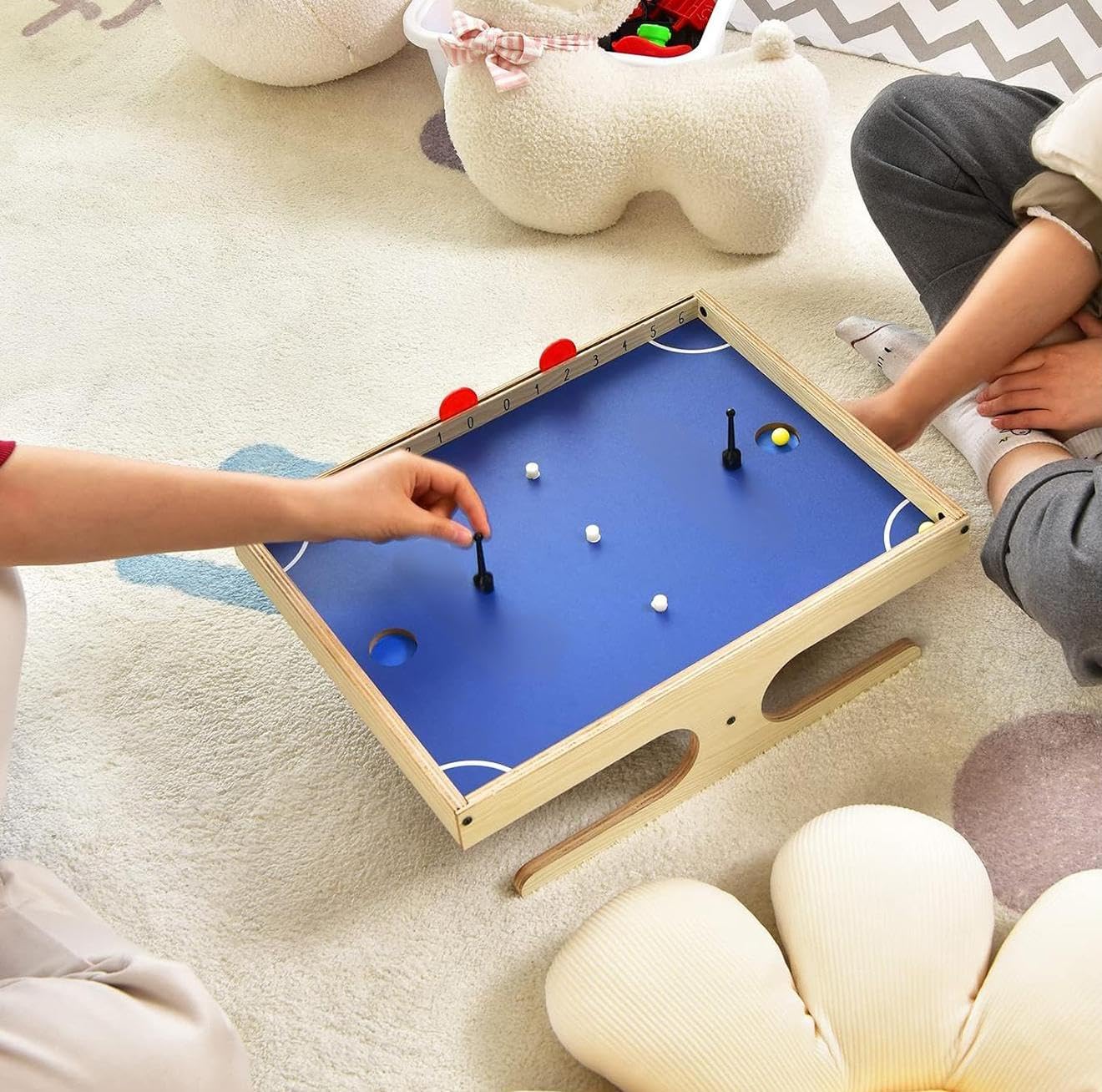 Mesa De Juego Magnética Para 2 Jugadores, Con 2 Asas Magnéticas Y 2 Bolas, Contador Manual, De MDF Con Pies Antideslizantes, 45x33,5x14 Cm, De GOPLUS, Para Niños Y Adultos
