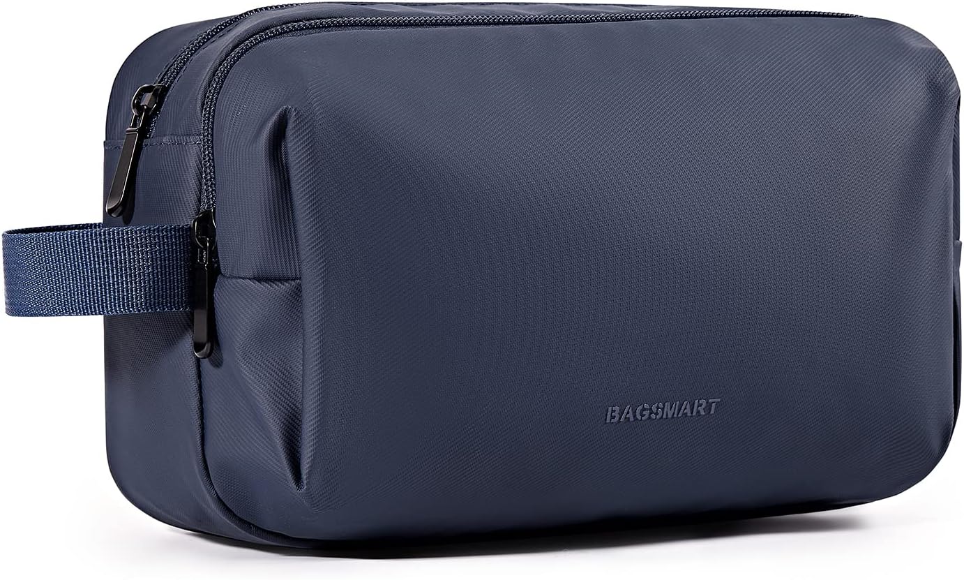 bagsmartToiletry Bag for Men, Travel Toiletry Organizer Dopp Kit Water-resistant Shaving Bag for Toiletries Accessories, Door Room Essentials, Navy Blue-basic, Medium, Basic/Leisure