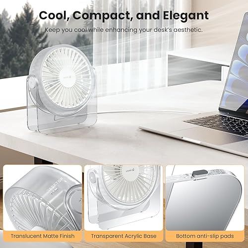 Miniatura 2 de WSKEN Ventilador de escritorio pequeño USB, diseño estético, mini pero potente, portátil, ultra silencioso, ventilador personal de escritorio de 3