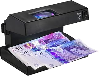 ZSEM Portable Desktop Counterfeit Bill Detector Cash cy Banknotes Notes Checker Hine Support Ultraviolet and Watermark Detection with Magnifier Forged Money Tester for USD Euro Pound, US Plug