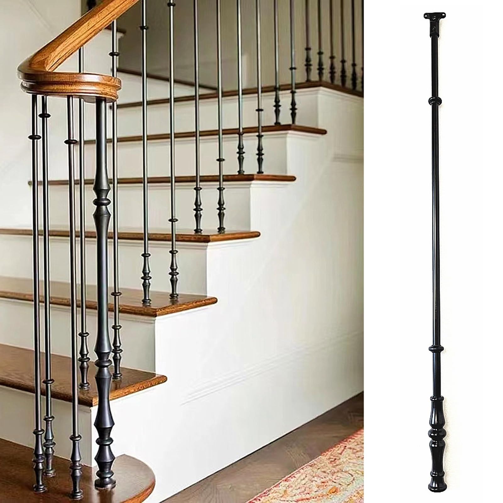 Poręcze schodowe w kształcie litery U, (balustrady schodowe aluminiowe balustrady do wnętrz schodów, zestaw okrągłych sztywnych szpineli schodowych 5/8", słupki do poręczy schodowej na willę/balkon