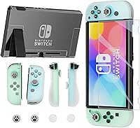 Vista 8 de Funda para Switch con funda ergonómica de TPU JoyCon, carcasa trasera de PC transparente para Nintendo Switch 2017, funda protectora