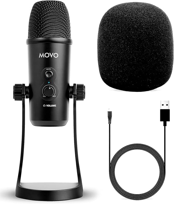 Movo UM700 Desktop USB Microphone for Computer with Adjustable Pickup Patterns Perfect as a Podcast Microphone, Streaming Microphone, Gaming Microphone, and More